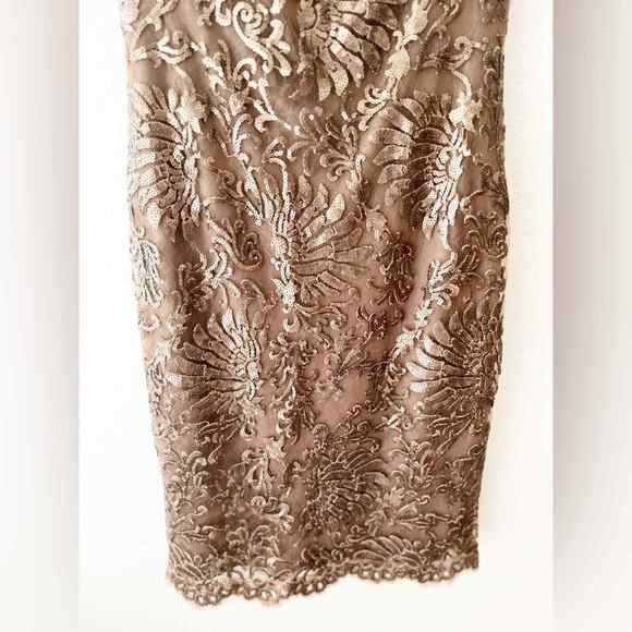 Tadashi Shoji Bronze Sleeveless Sequin Cocktail Dress Size 4 - Picture 4 of 15